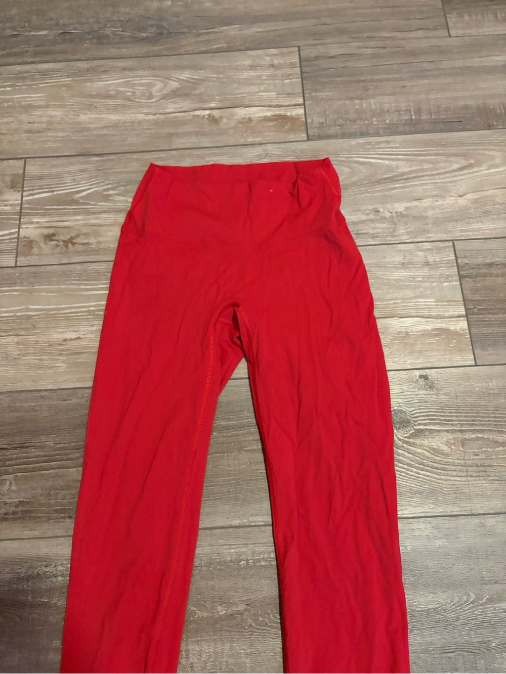 Women's Red Stretch Leggings - High Waist